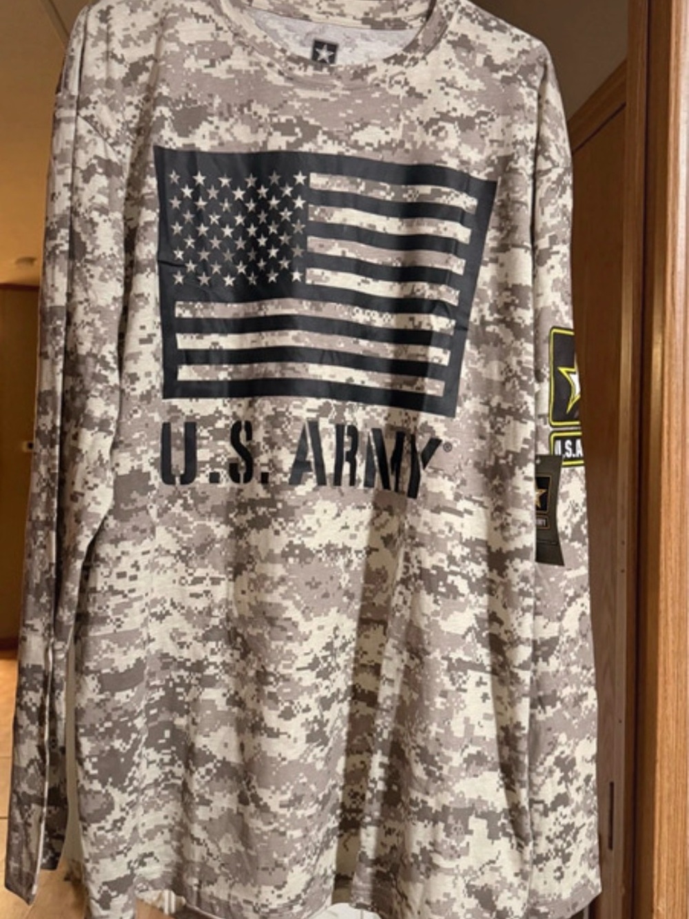 U.S. Army Desert Digital Camo Long-Sleeve Shirt with Black Flag Graphic